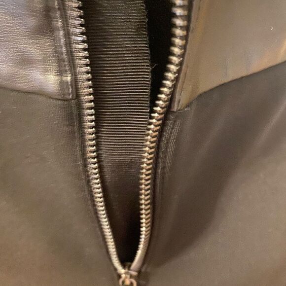 Ann Taylor Black Circle A Line Skirt with Leather Waistband - Picture 6 of 12